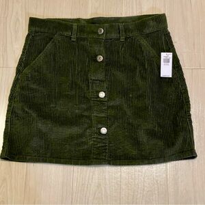 NWT Old Navy Corduroy Button-Front Mini Skirt in Dark Green Girls Size L(14 -16)